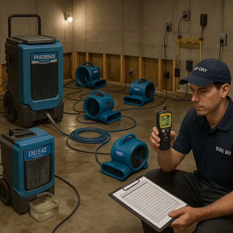 Structural Drying and Dehumidification process in Rockdale, TX